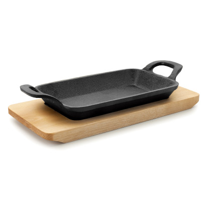 Mini plancha grill lisa rectangular con base Magma