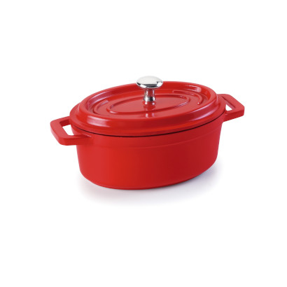 Cacerola oval con tapa roja Mini Cocotte