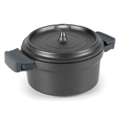 Cocotte black round casserole with lid