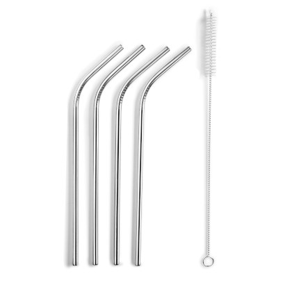 Set 4 straws + brush Inox