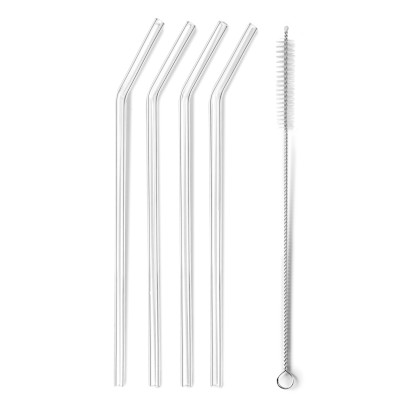 Set 4 straws + brush Glass