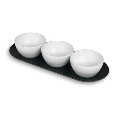 Tray with 3 bowls Black