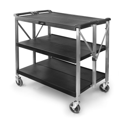 Folding serving trolley with 3 trays