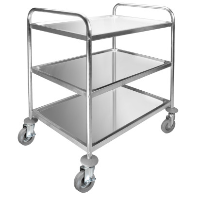 Serving trolley with 3 removable trays