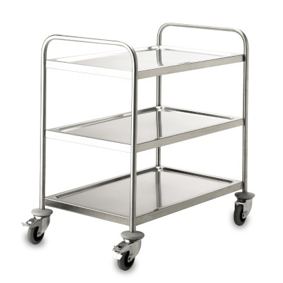 Service trolley 3 trays welded