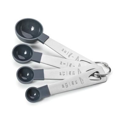 Set of 4 measuring spoons Grey